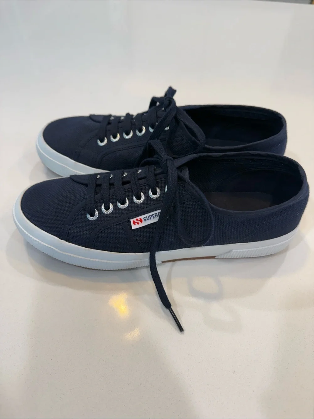 Superga Navy Canvas Women's Sneakers with White Sole LIKE NEW